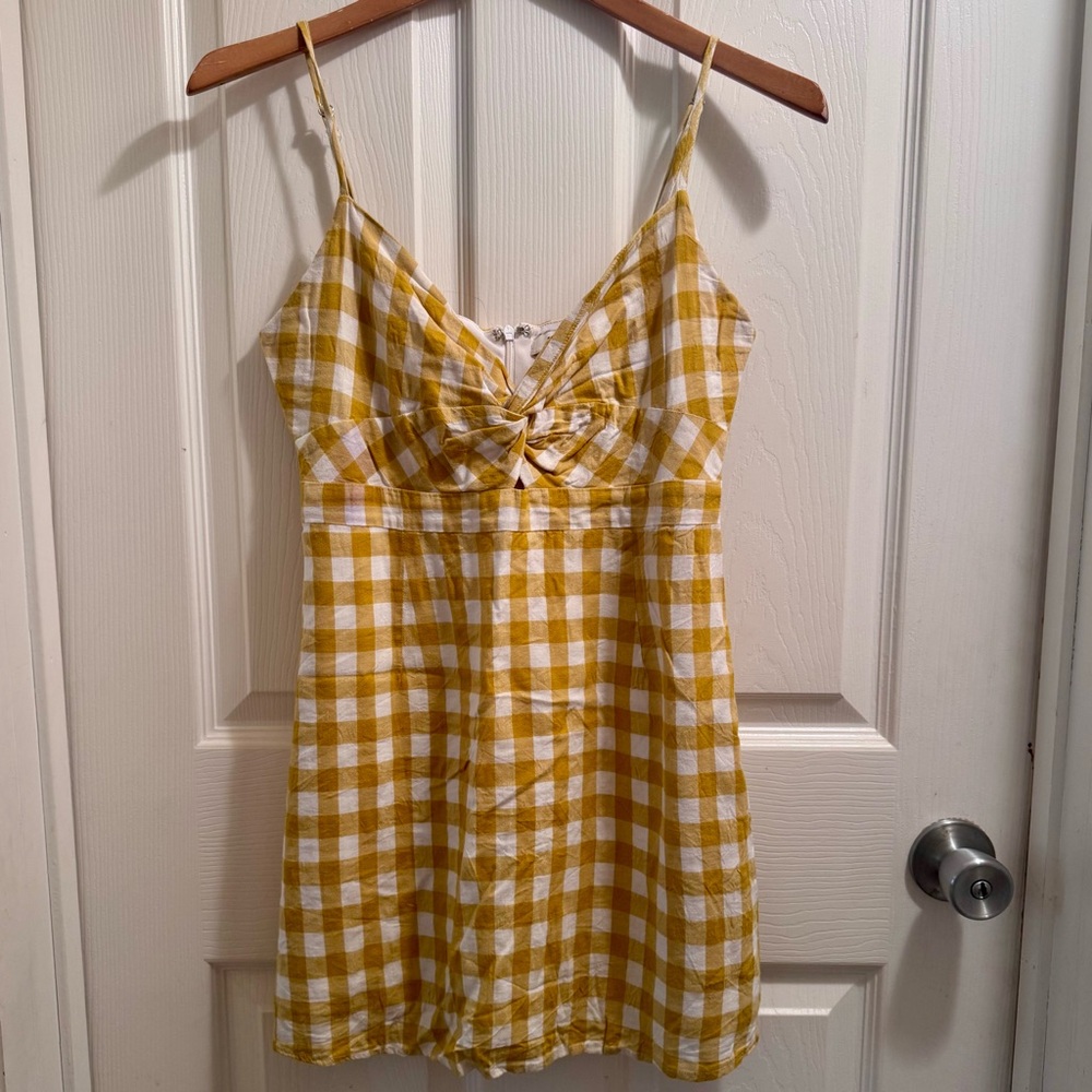 Women’s Forever 21 Yellow and White Large Houndstooth Check Dress - Size Small